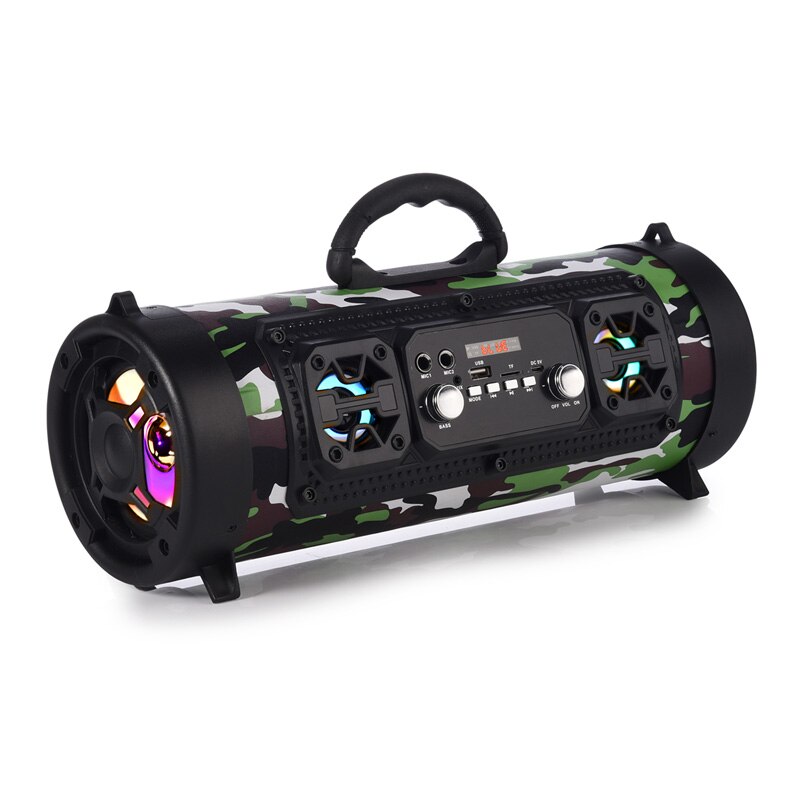 Columna portátil de 16W Altavoz Bluetooth movimiento KTV sistema de sonido 3D altavoz inalámbrico barra de sonido Subwoofer música FM Radio USB: Camouflage