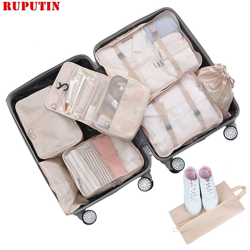 8Pcs/set Large Capacity Luggage Travel Bag Clothes Underwear Cosmetic Storage Bag Baggage Packing Suit Organizer Wash Bags