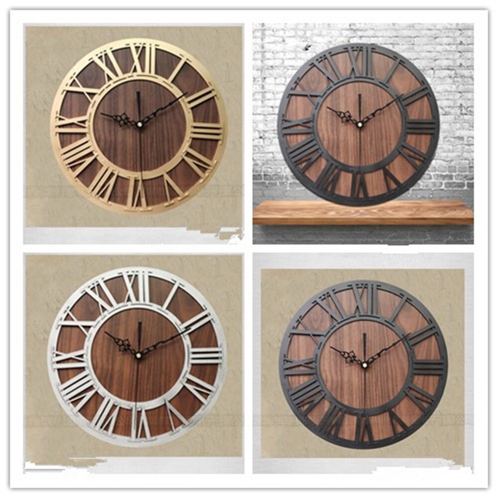 Roman Digital Wall Clock Simulation Wooden Wall Clock Roman Number Craft Wall Clock Acrylic Wall Clock (Black Shipment without B