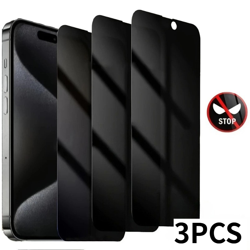 3Pcs Privacy Tempered Glass Screen Protector for iPhone 17 16 Pro Max 15 14 Plus 13 12 Mini 11 XR XS Scratch-Resistant Glass