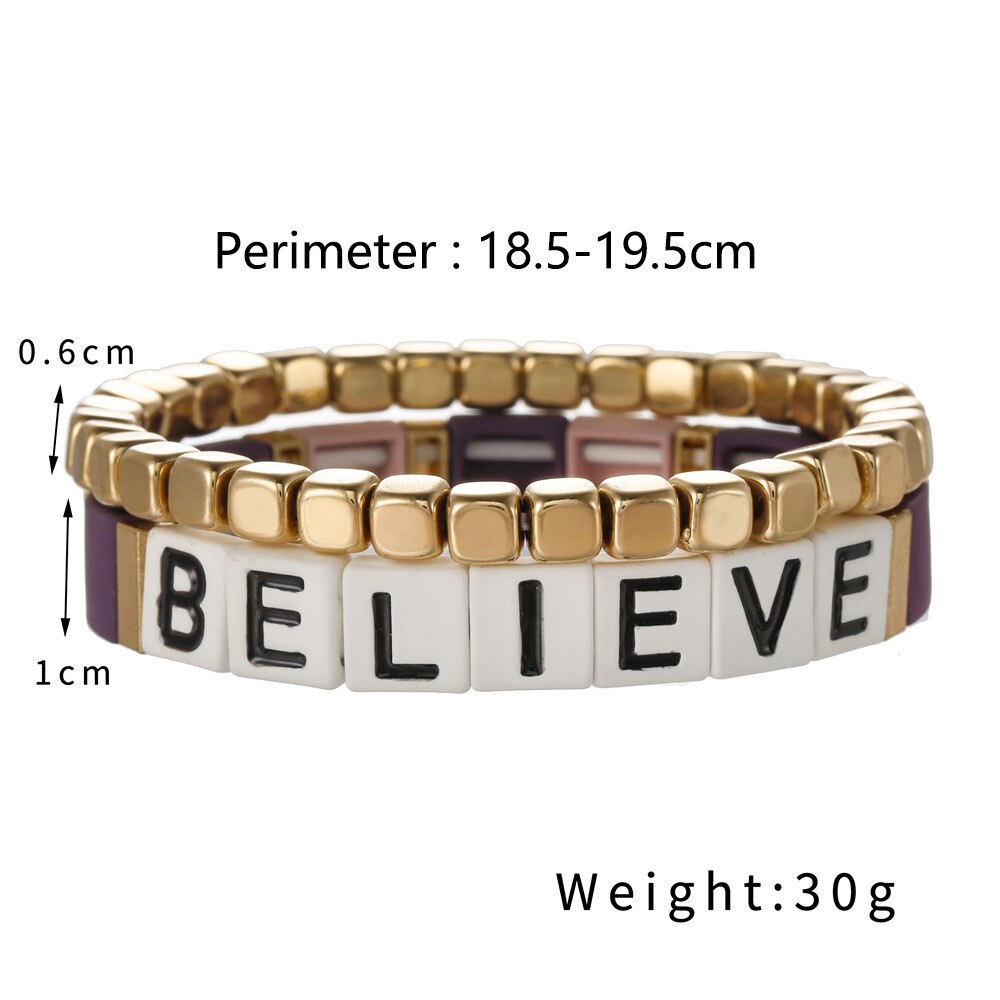 Boemia 2 pz/set coppia bracciale credere lettere bracciale ematite pietra perline braccialetto regalo di san valentino amante brasiliano