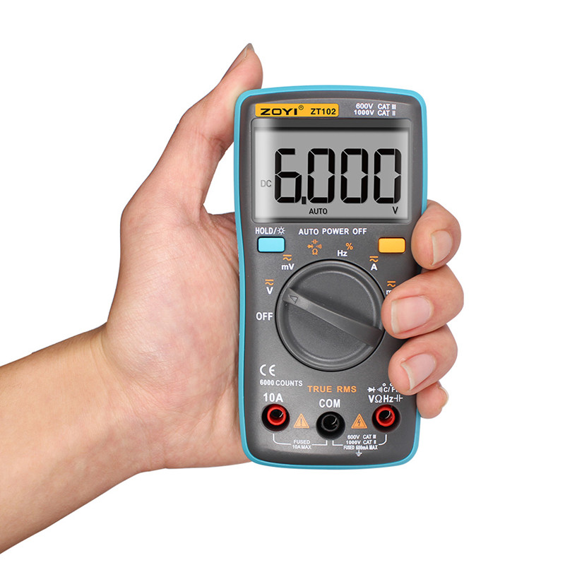 ZOYI ZT101/ZT102/ZT102A Digital Auto Range Portable Multimeter 6000 counts Backlight Ammeter Voltmeter Ohm