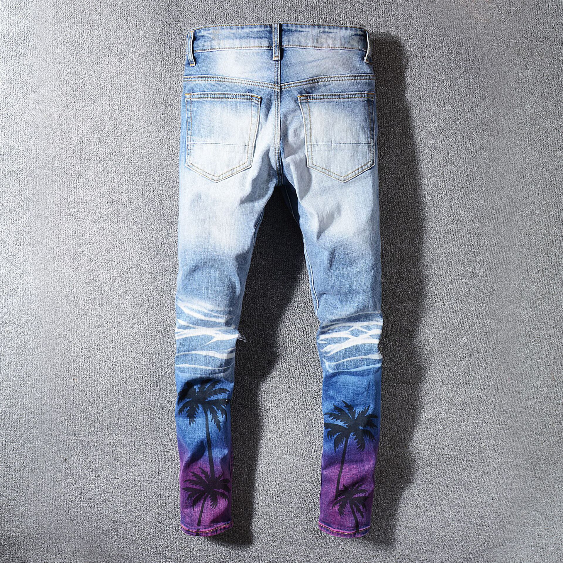 saferido Men's Jeans Painted Y2k Streetwear Trousers Harajuku Man Cowboy Pants Straight Tie Dye Hip Hop Y2k Vintage Stacked Cotton
