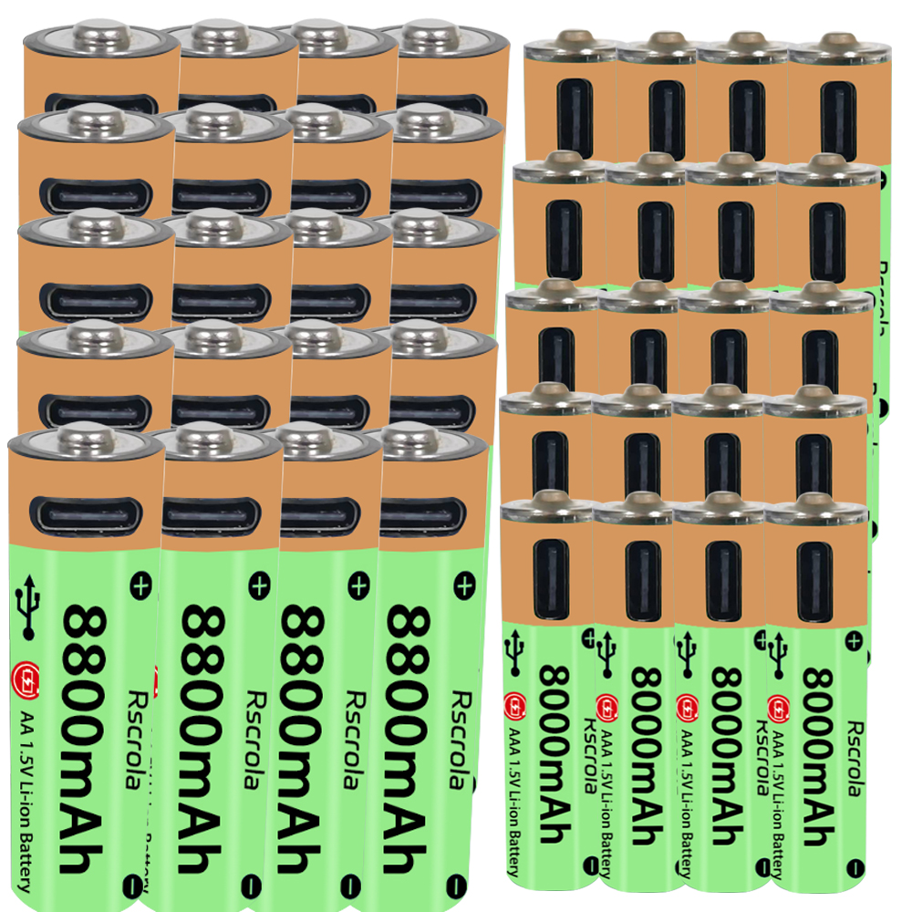 Baterías recargables AA AAA tipo C de alta capacidad, ciclo de larga duración, batería de iones de litio de 8800mAh y 8000mAh que funciona en temperatura extrema
