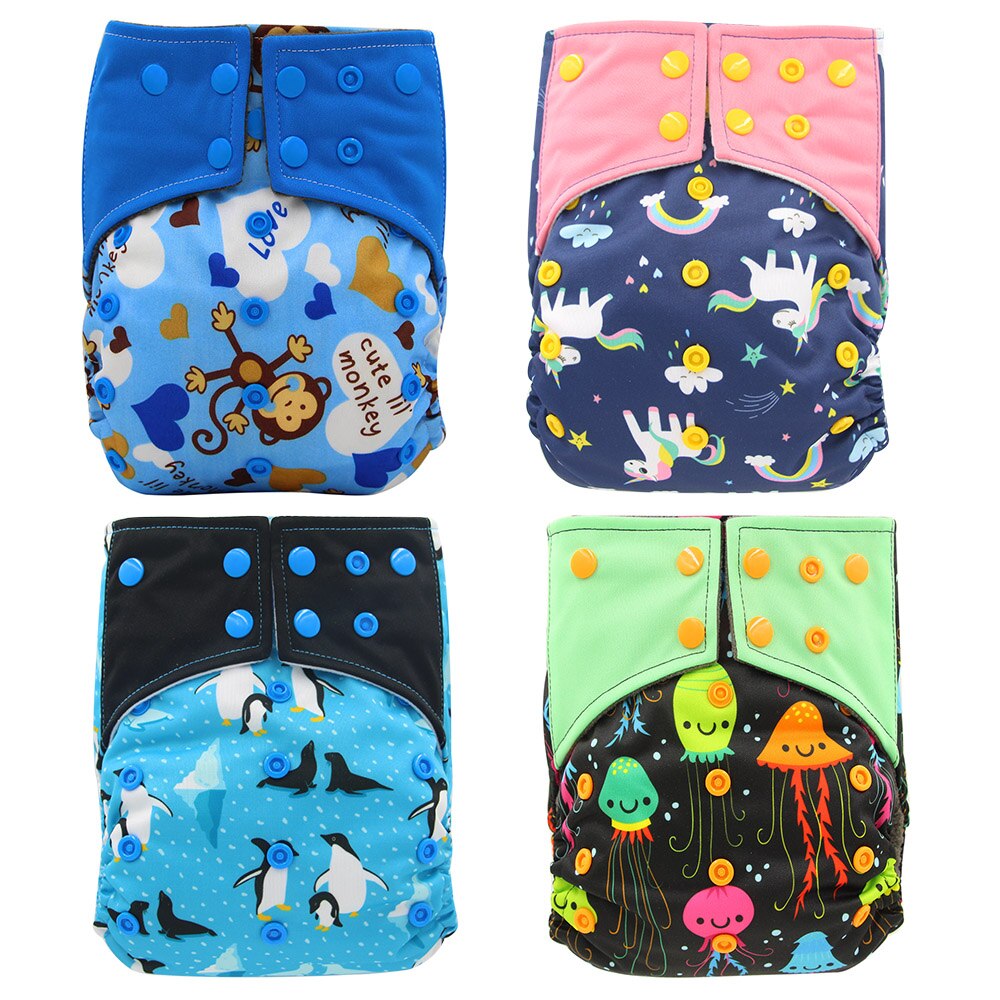 4PCS/Pack Washable AI2 Cloth Diapers Bamboo Charcoal Inner Baby Diaper Cover Washable Reusable Pocket Diaper Baby Nappies: 91(AI2)