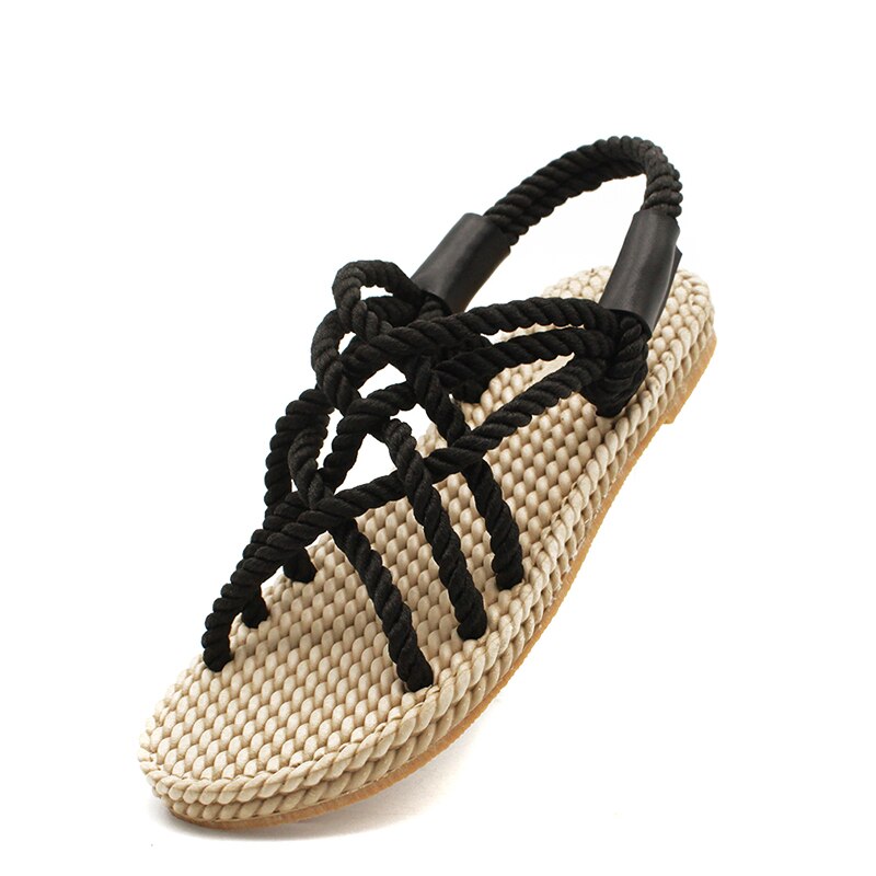 Woven Roman Summer Women Sandals Outdoor Ladies Shoes Flat Beach Slippers Seaside Shoes