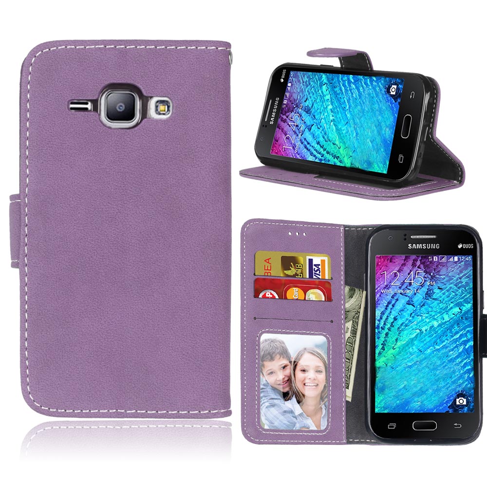 Voor Samsung Galaxy J1 J1 J100 J100F J100H Leather Wallet Flip Cases Siliconen Telefoon Cover Voor Samsung J1 SM-J100FN coque: Purple