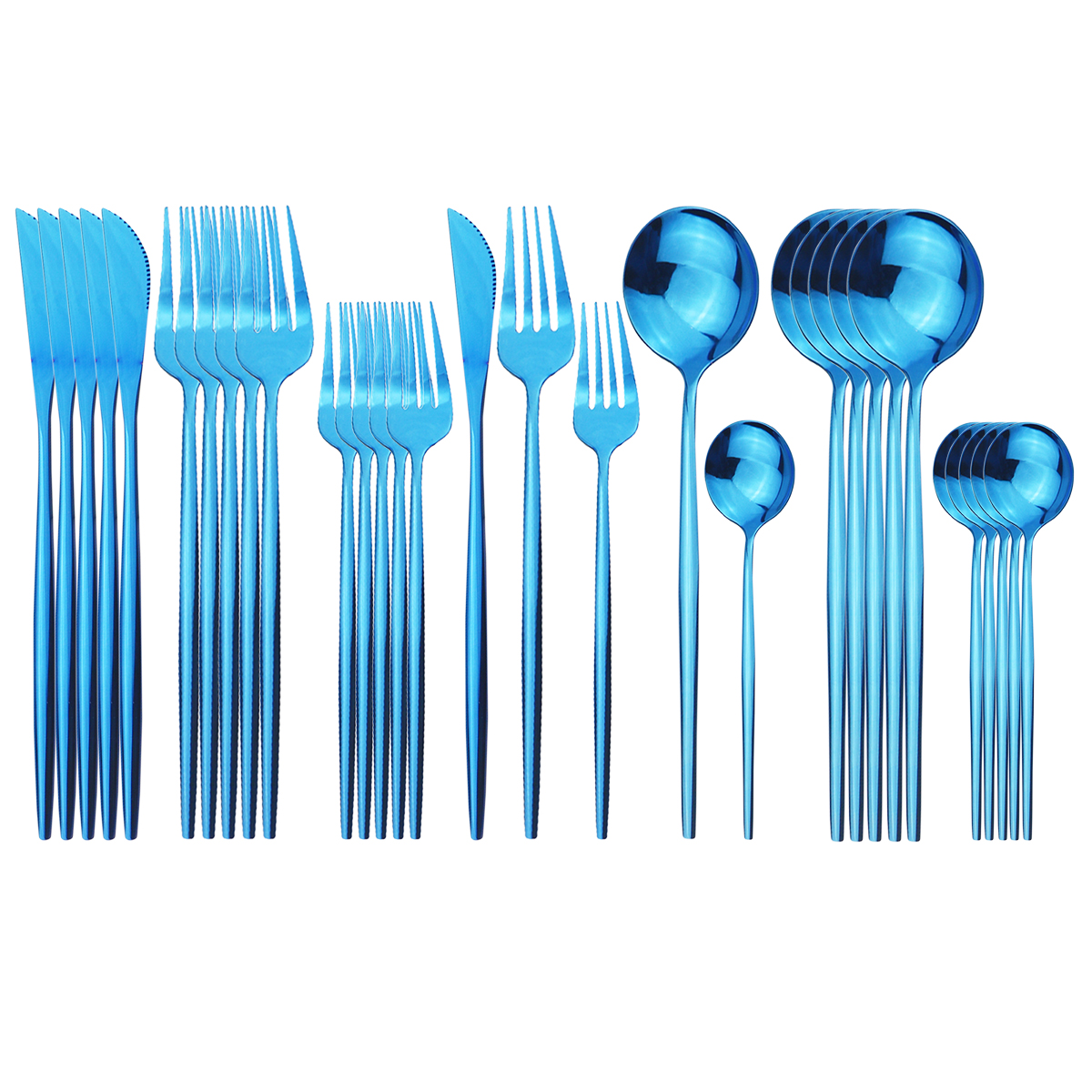 30Pcs Roze Goud Bestek Set 304 Rvs Servies Set Mes Dessert Vork Lepel Bestek Set Keuken Party Servies set: Blue