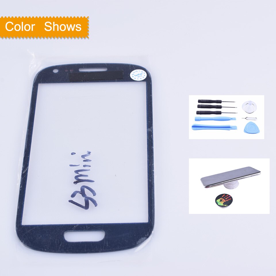 Voor samsung galaxy s iii mini  s3 mini  i8190 touchscreen front glas paneel touchscreen lcd buitenlens gt -i8190 gt-i8190n 4.0 ": Donkerblauw met cadeau