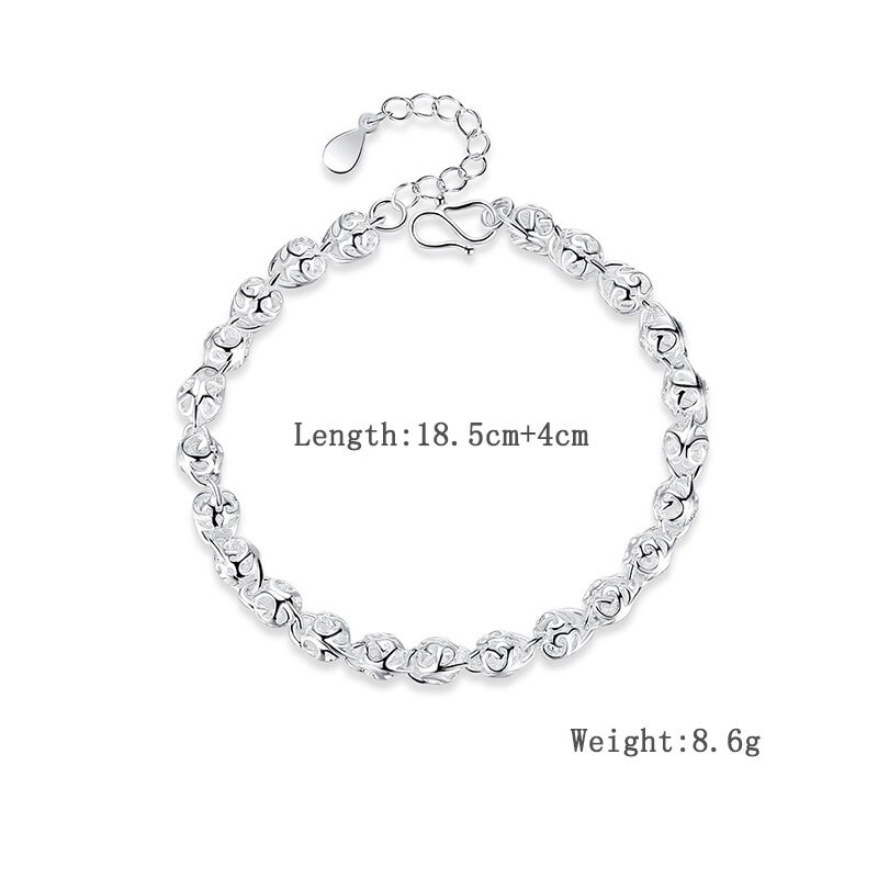 Anenjery Hollow Ball Bracelet For Women Girl Silver Color Bracelet Christmas S-B201