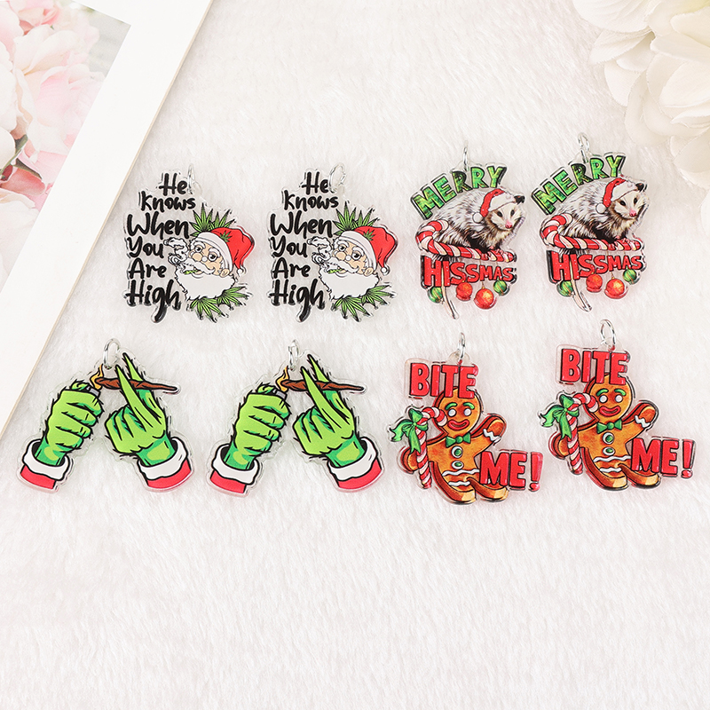 8 pezzi di ciondoli natalizi creativi in acrilico Gingerman Santa Jewlery risultati per collana fai da te