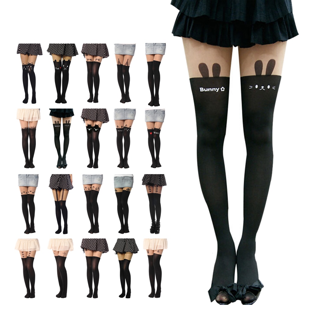 Katten tatoeage cartoon 18 stijl herfst winter nep kousen vrouwen meisje