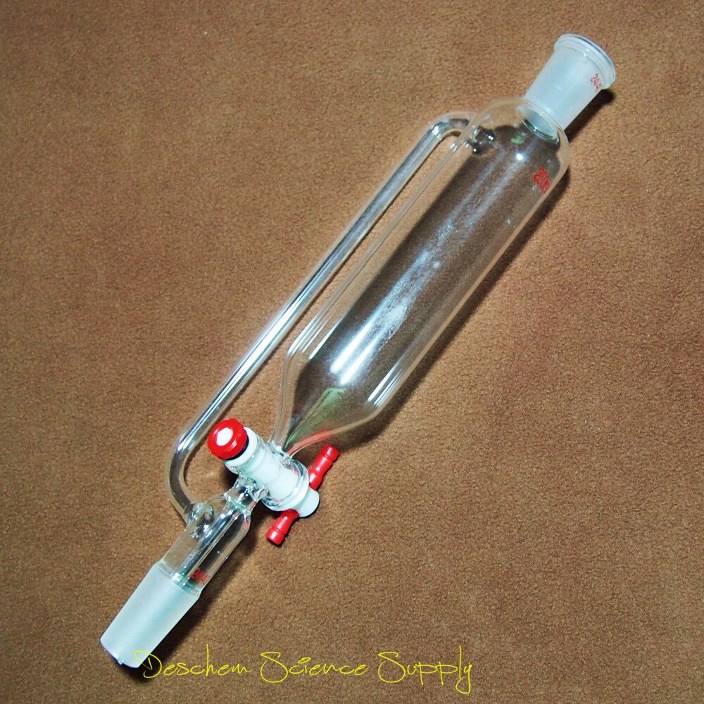 250ml,24/40,Glass Pressure Equalizing Additional Funnel,PTFE Stopcock