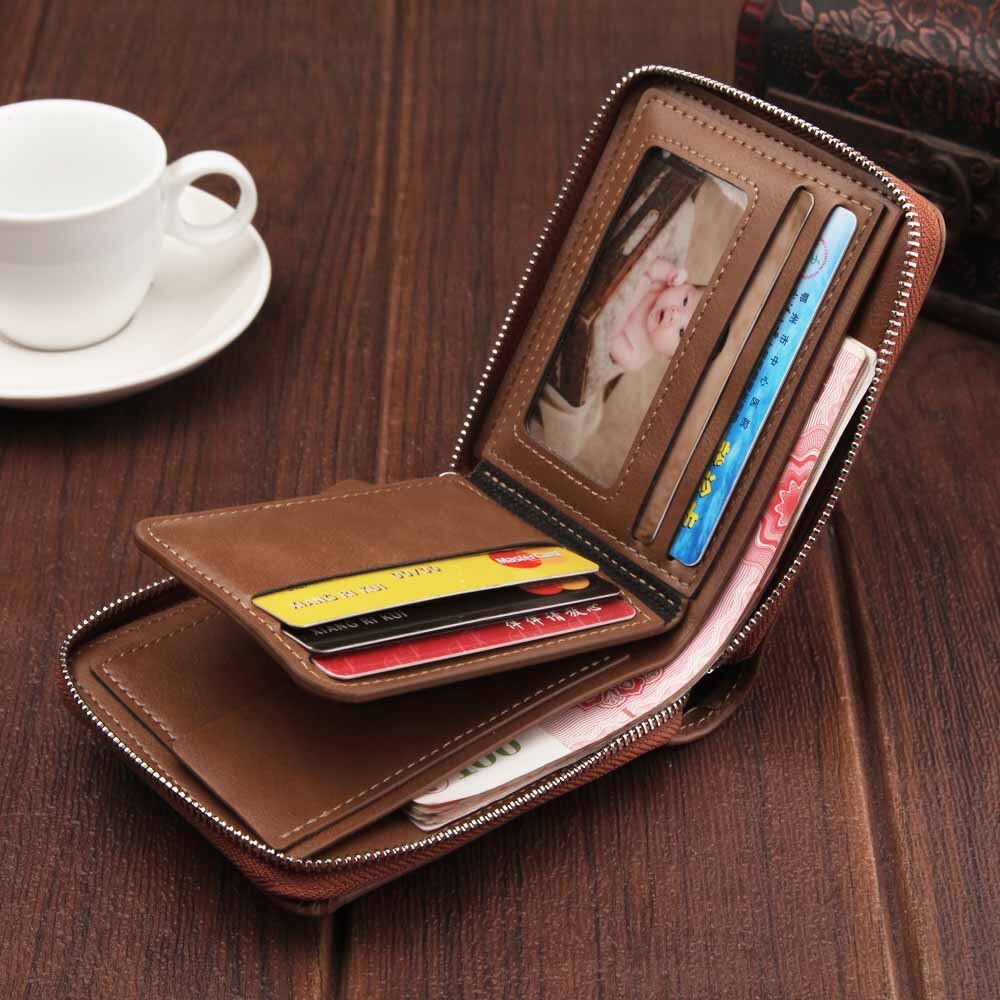 Catei Karrui Men's Wallet Short Wallet Man Zipper Men's Wallet Dollar Retro Multifunction Large Capacity Coin Purse