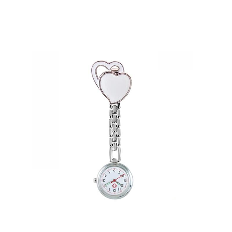 10 stuks/partij dubbele liefde hartvormige dames dames verpleegster zakhorloges kleine schattige quartz hanghorloges legering horloge