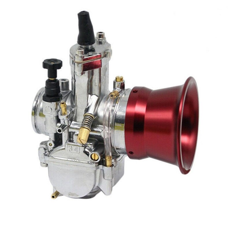 Filtro de aire de carburador, Trompeta de aleación de aluminio, color rojo y plateado, 50mm, para Keihin OKO KOSO- PWK24-30, piezas de motocicleta