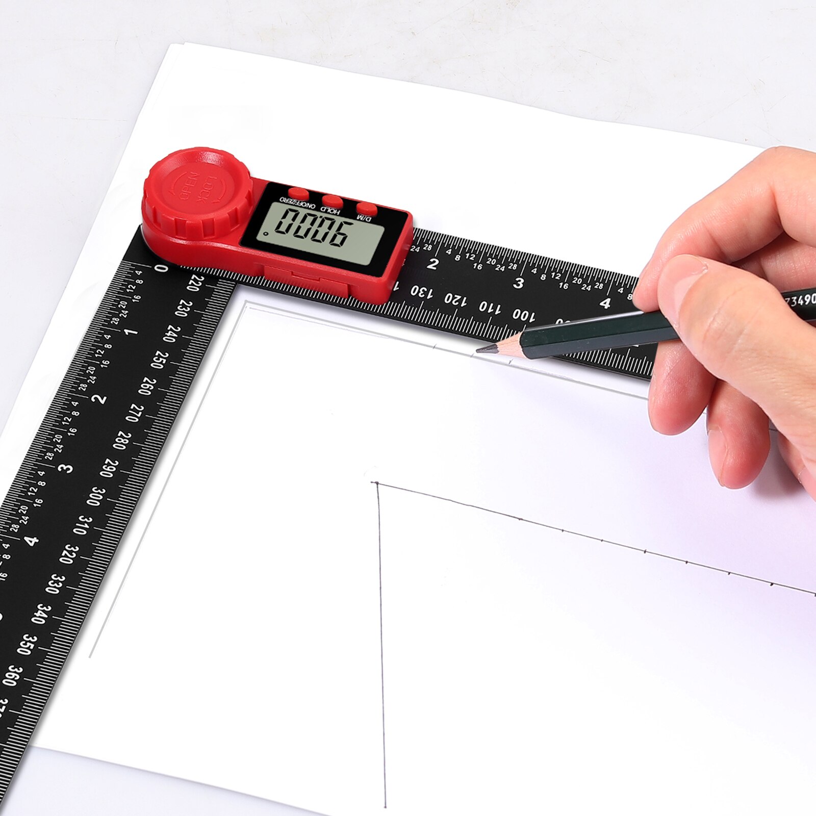 PROSTER 0.05 ° Resolution LCD Digital Angle Finder Ruler Protractor Measure Tool 200mm Angle Gauge with ON / OFF / ZERO Button