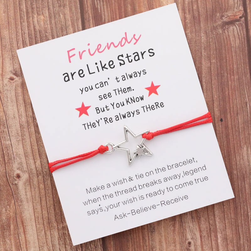 Pulseras de la amistad con de estrellas para hombre y mujer, pulseras de cuerda hechas a mano con abalorios, con de mejores amigos, chicas y adolescentes, de joyería