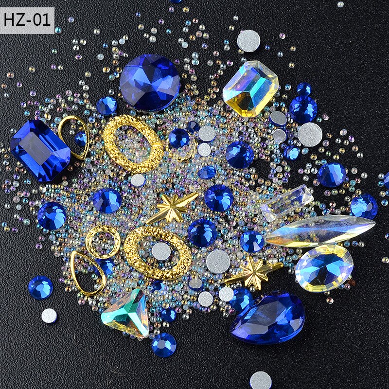 3D Nail Art Decoration Accessories 1 Box Mixed Color Crystal Nail Small Irregular Rhinestone Sequins Multi Styles: 01-HZ01