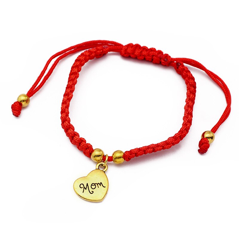 Familia mamá encanto pulseras de hilo rojo cuerda joyería de la suerte el día de la madre bendición familiar brazalete Feminino: 2