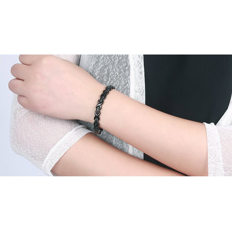 Modyle Vrouwen X Armband Magnetische Gezondheidszorg Sieraden Zwart Roestvrij Stalen Armband