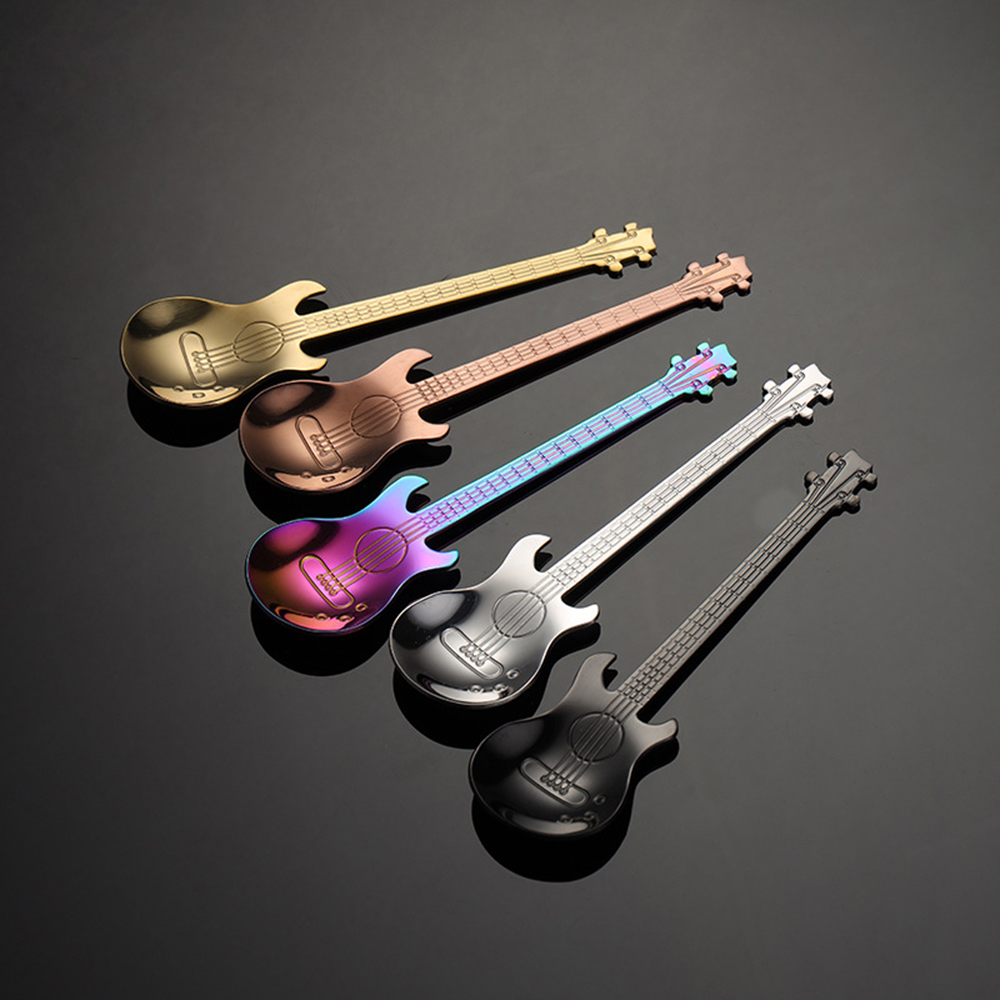 Gitaar Vormige Koffielepel 304 Rvs Theelepel Suiker Mengen Lepel Keuken Eetkamer Bar Koffie Accessoires Servies