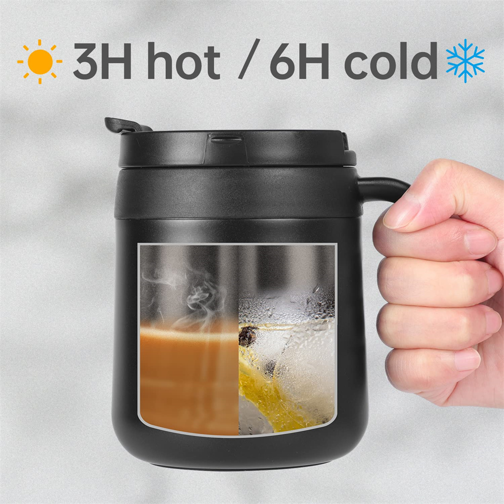 350/500ml isolerede kaffekrus med hank i rustfrit stål, isoleret krus, kaffekrus, termokande, tekopper med kant