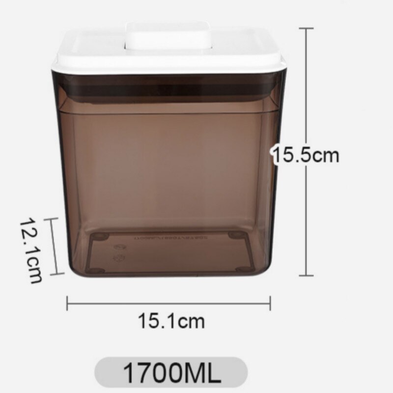 Lufttætte madopbevaringsbeholdere plast mælkekraftbeholdere med tryklåse køkken køkken pantry organisation opbevaringstank: Brun 1700ml