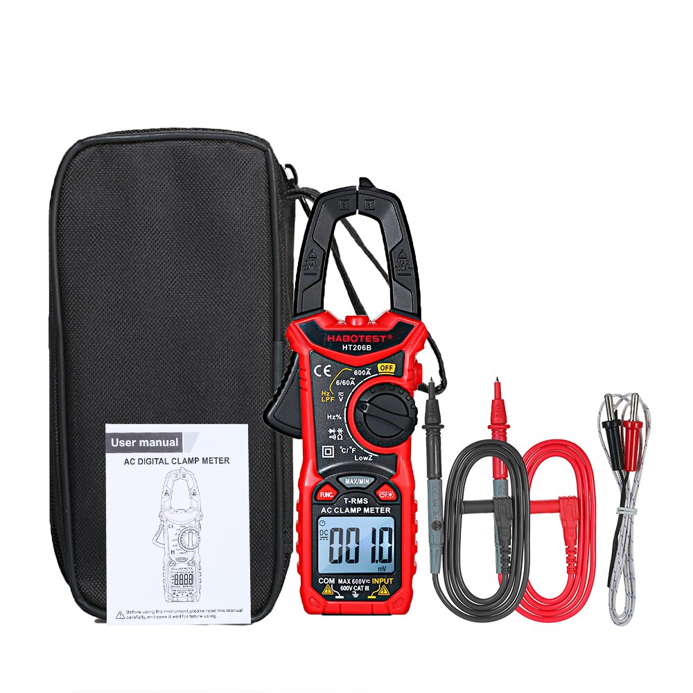 Habotest HT206 Digitale Stroomtang Multimeter Ac Dc Stroomtang Meter Multimeter Auto Range Voltmeter Weerstand Ncv Ohm Test: HT206B