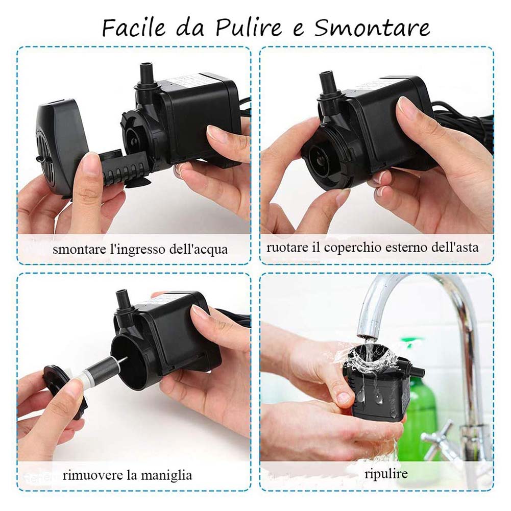 15W Aquarium Fountain Decoration Pump with 12 LED Light Garden Fish Tank Terrariums Pond Submersible Water Pump EU Plug