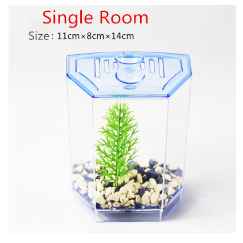Betta House Mini Fighting Betta Fish Tank Aquarium For Fry Isolation Hatchery Guppy Fish Reptile Cage Turtle House: 1 room