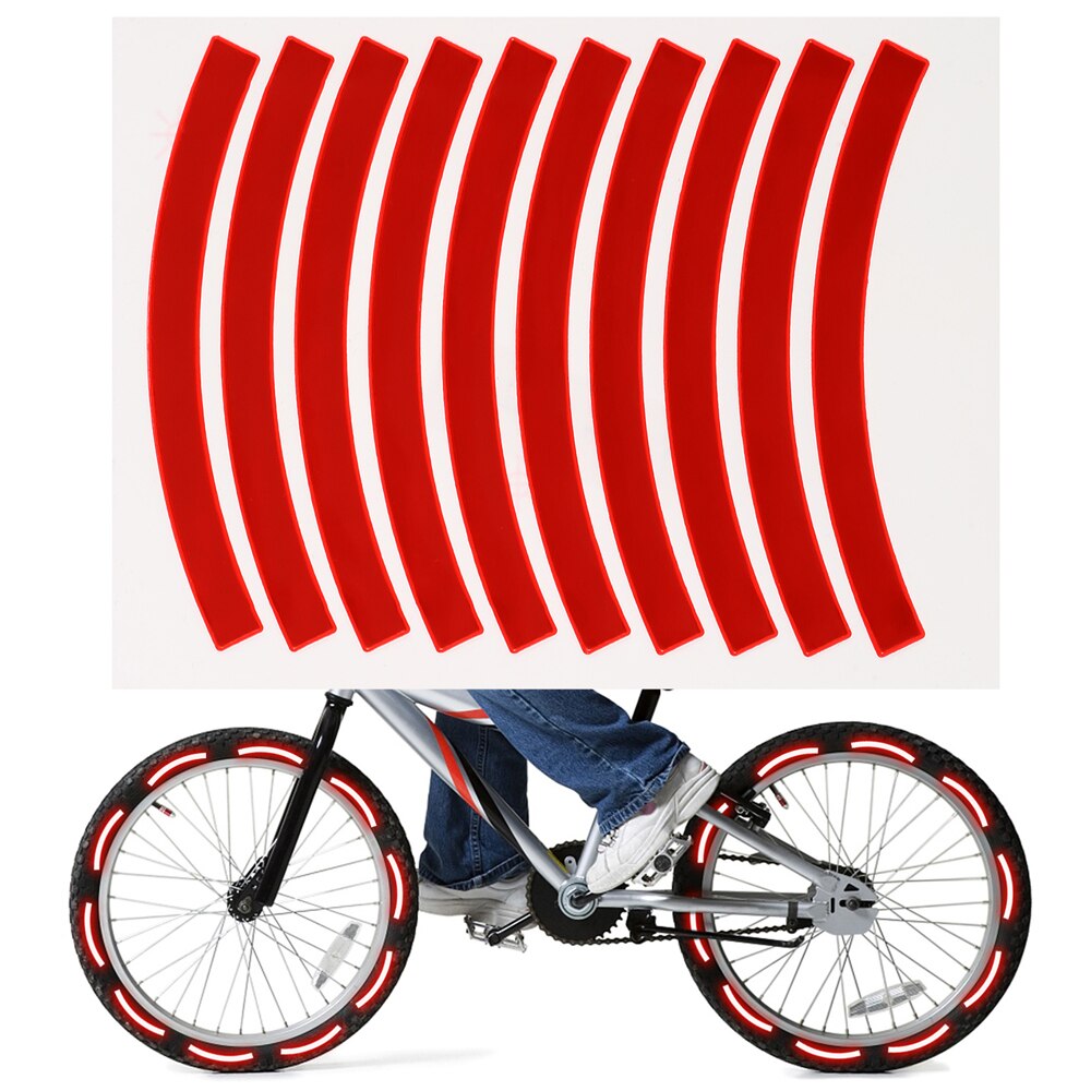 10Pcs Zelfklevende Reflecterende Tape Fietsen Veiligheidswaarschuwing Sticker Bike Reflector Tape Strip Voor Auto Fiets Motorfiets Scooter
