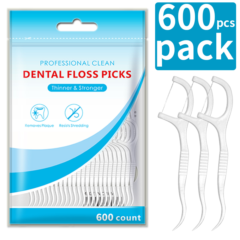 600/300/150/50pcs Ultra-Fine Toothpicks, Home Set, Portable and Disposable Care Floss- Deep Cleaning for Oral Care: NUDE
