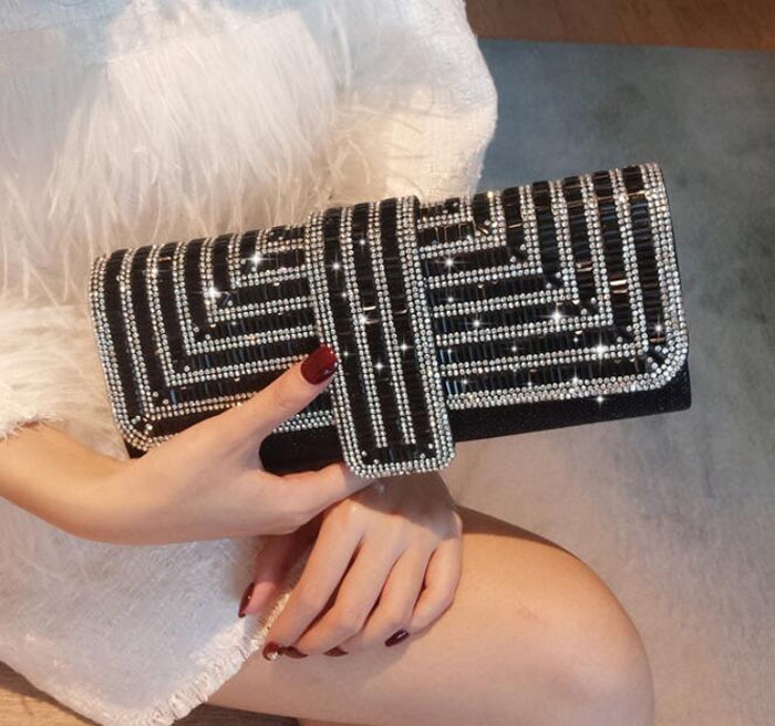 Bolso de mano de noche plisado con diamantes de imitación a la para Mujer, cadena para cartera de mano para Mujer, bolso para novia, bolso para boda, bolso para Mujer