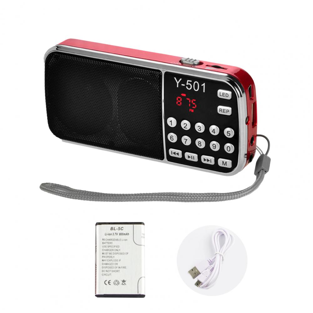 Mini Portable Y-501 FM Radio Digital Support TF Card USB AUX Portable LED Flashlight Audio Music Player Speaker for Mobile Phone