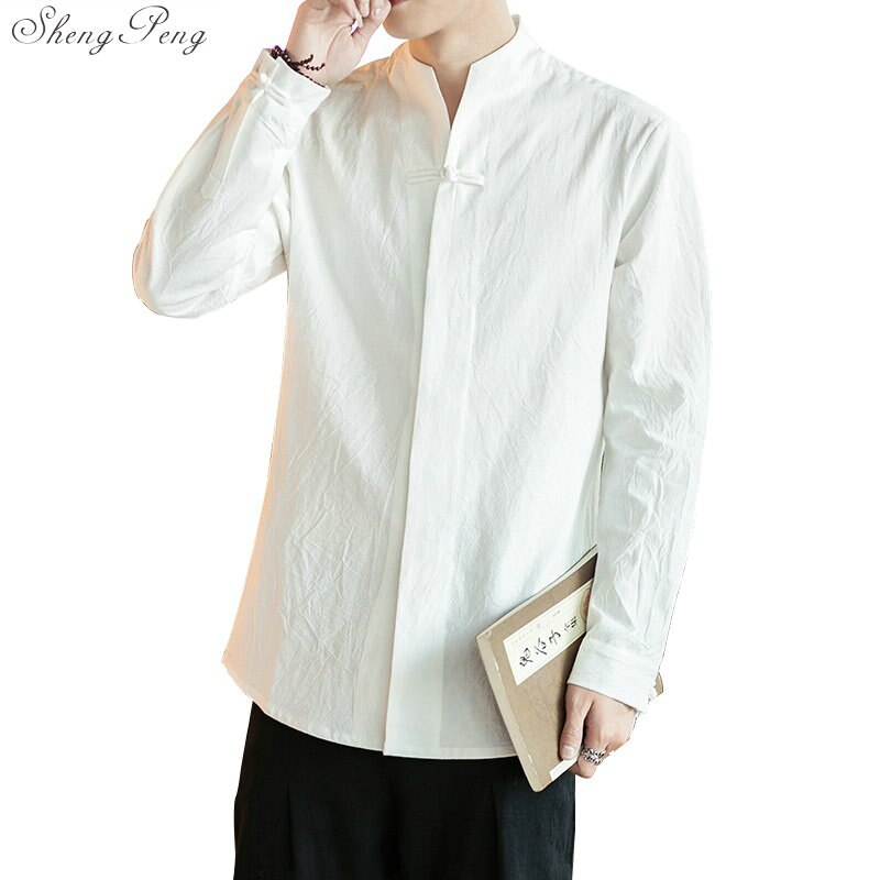 Traditionellen Chinesischen wushu hemd kleidung für männer oben orientalisch Mandarin kragen hemd leinen männlichen Kimono Outfit kleidung Q582