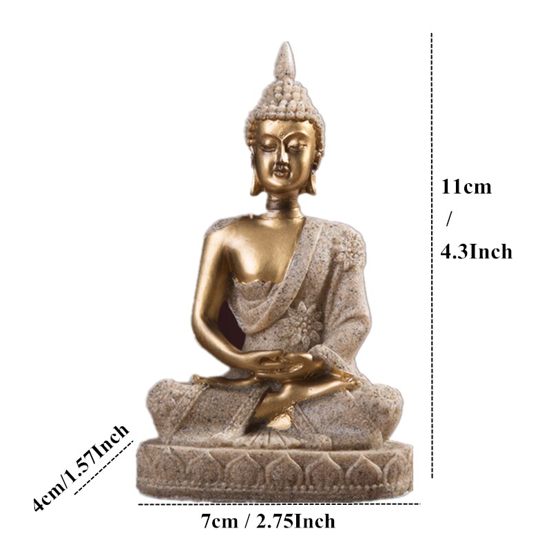 VILEAD Buddha Statue Thailand Buddha Skulptur Hindu Fengshui Figur Meditation Miniatur Innenraum Heimat Dekoration Handwerk: Gold Buddha 134