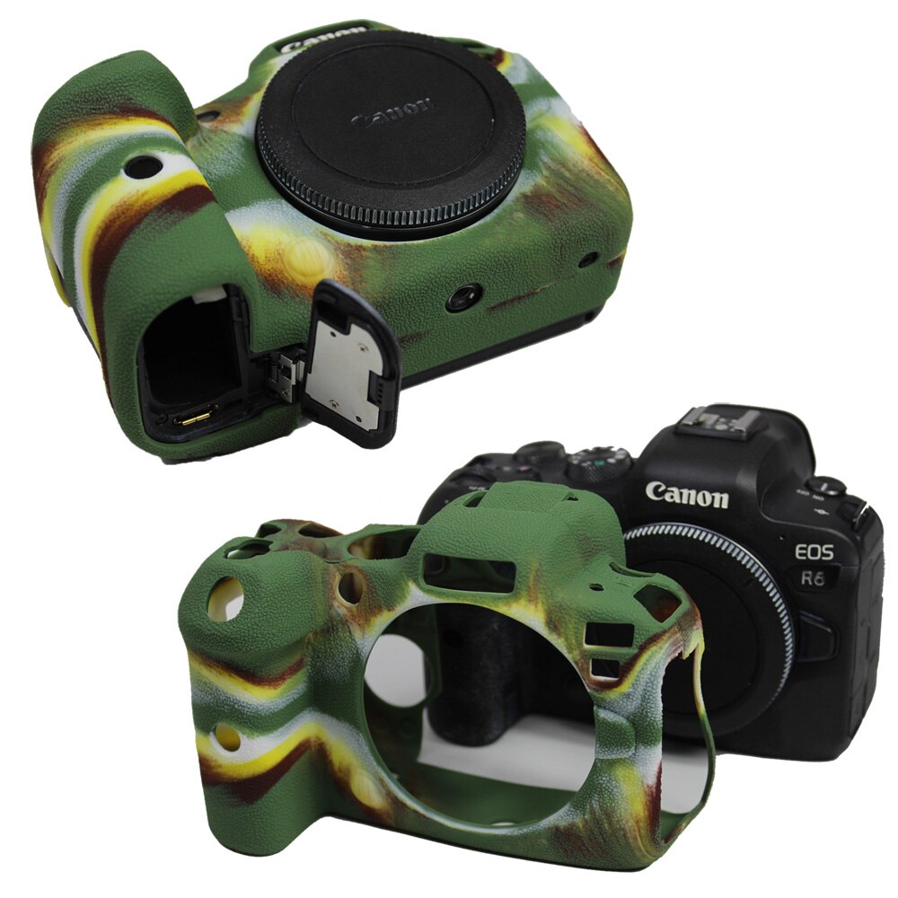Funda de silicona suave para cámara Canon EOS R5 R6 EOSR6, carcasa protectora de marco, vidrio templado sin espejo