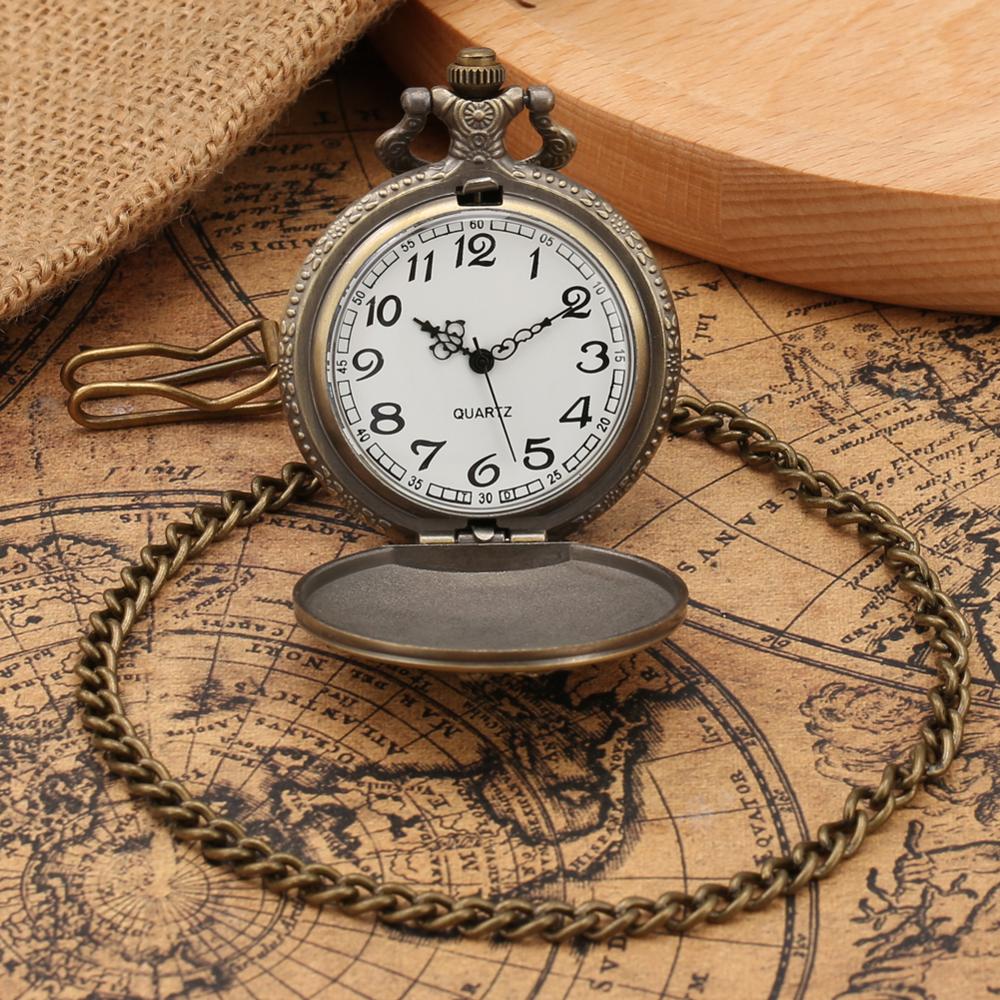 Antiek Brons Rose Bloemen Volledige Hunter Quartz Zakhorloge Steampunk Ketting Retro Trui Hanger Klok Mannen Vrouwen