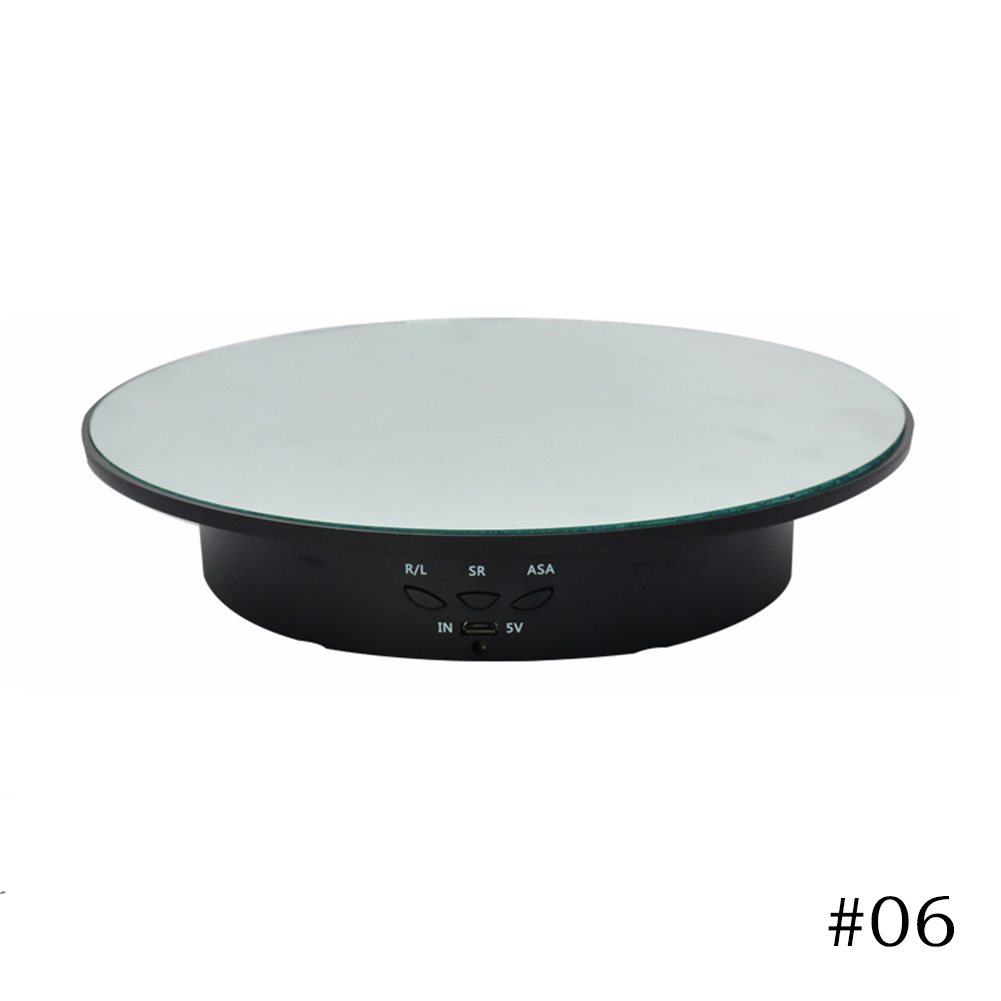 3 Speeds 20cm Intelligent Electric Rotating Display Stand Mirror Turntable Jewelry Holder Battery/USB Power: 06