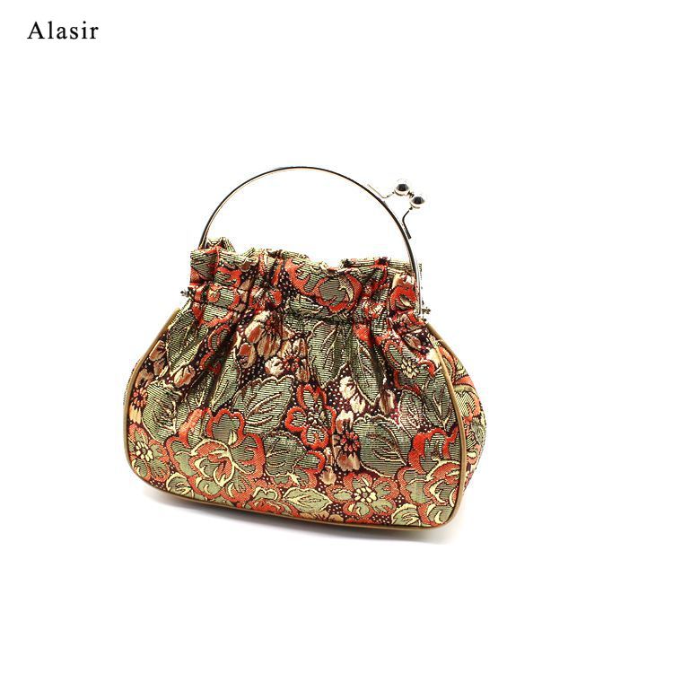 Alasir Damask Wallet Ladies Clip Silk Bag Chinese Style Cheongsam Handbags Women Evening Clutches Handmade Vintage Bucket Bag