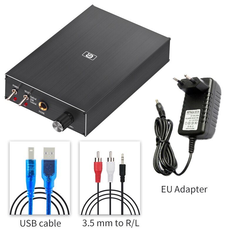 DA580 Mini HiFi Digital Audio Decoder USB DAC Headphone Amplifier 24Bit 96KHz Input USB/Coaxial/Optical to Output RCA Amp12V: DA580 EU