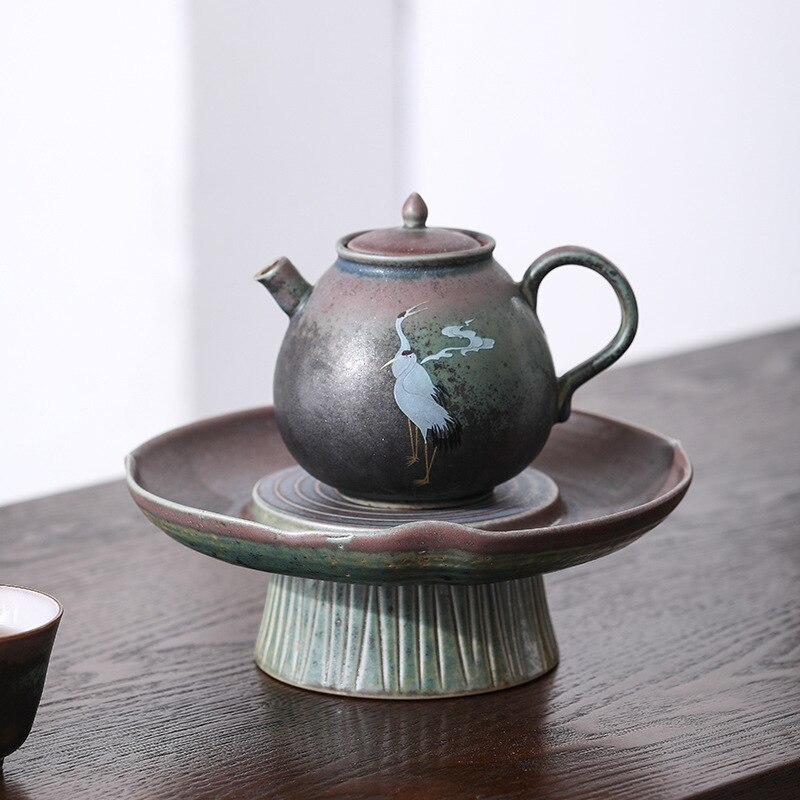 Porcelænsovn forvandlet til lotus grydelap håndlavet japansk retro vand kedelpude grydeskive lille tebord