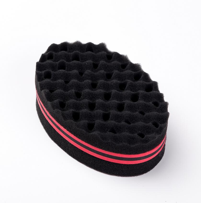 1pcs Elliptical dual-use perforated curly sponge shape chaotic hair sponge brush hair sponge random color