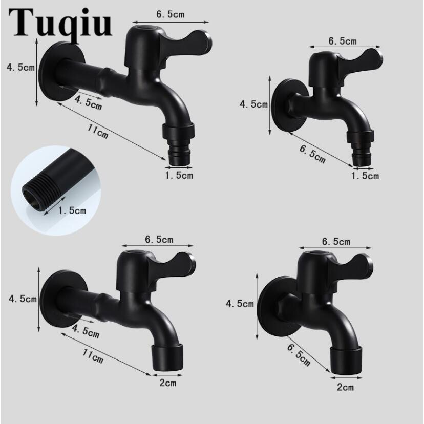 Washing Machine Faucet Mop Black Bathroom Faucet Stainless Steel Tap Outdoor Garden Tap Decorative Kitchen Tap WC Bibcock