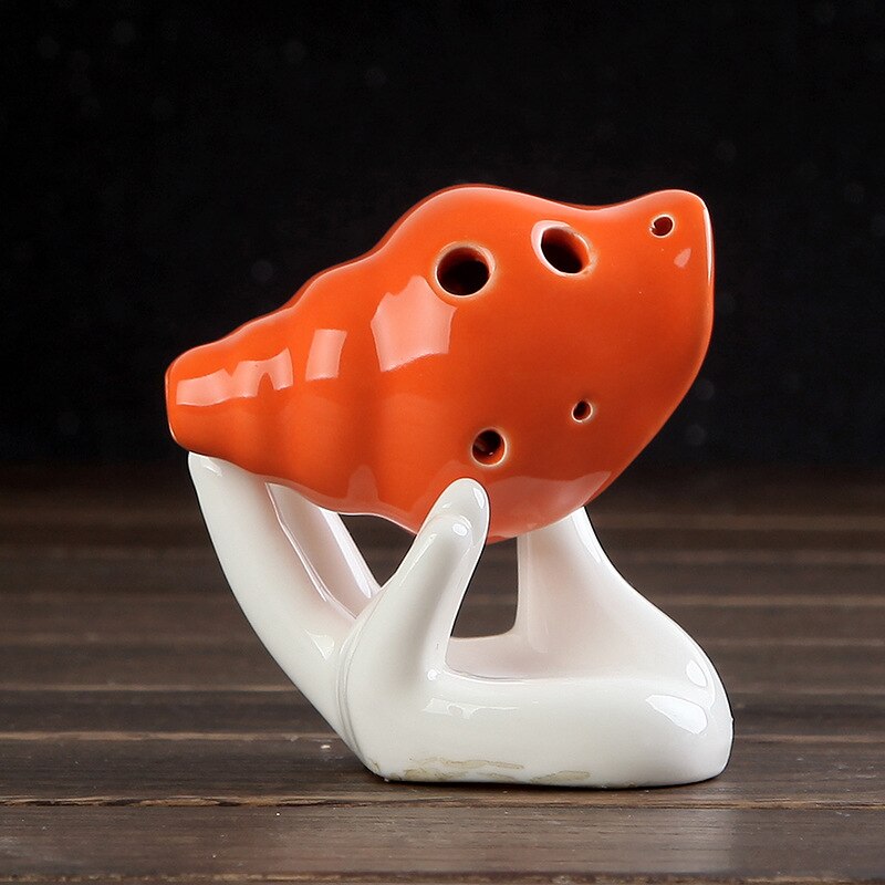 Ocarina 6 Hole Small Conch Ocarina Alto C Tone Beginner Ocarina Tourist Souvenir Teaching Toys Ceramic Pendant: Orange