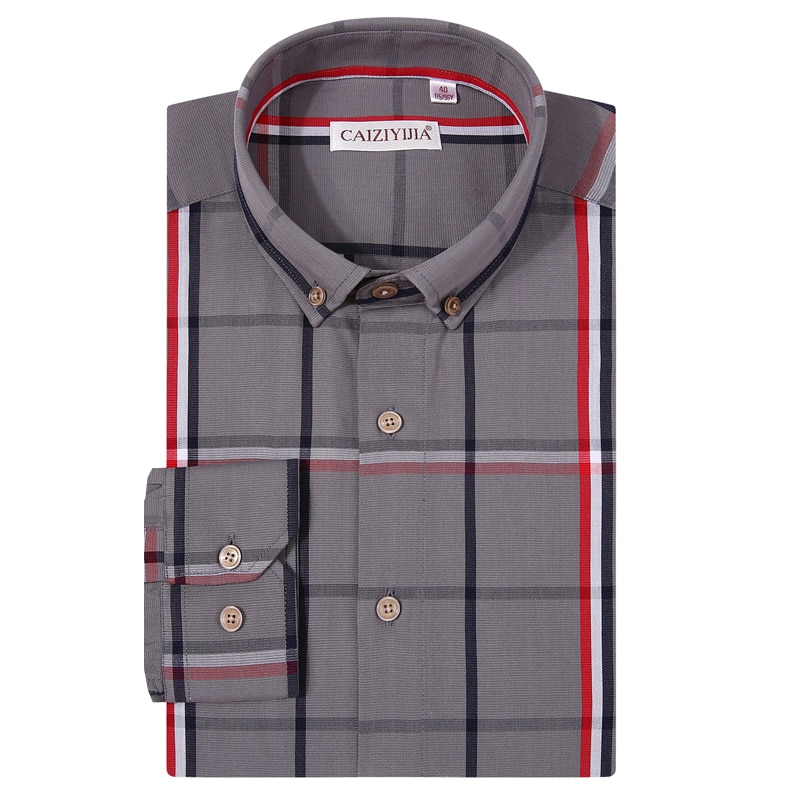 Men&#39;s Standard-fit Button Down Long Sleeve Check Pocketless Shirt Stylish Casual Comfortable Cotton Gingham Plaid Shirts