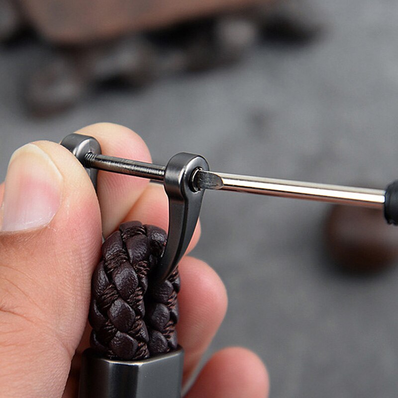 Neue handgewebte Leder Auto Schlüsselanhänger Männer Frauen Seil Schlüsselanhänger Taille Schlüsselanhänger Charme Metall Schlüsselhalter Schmuck
