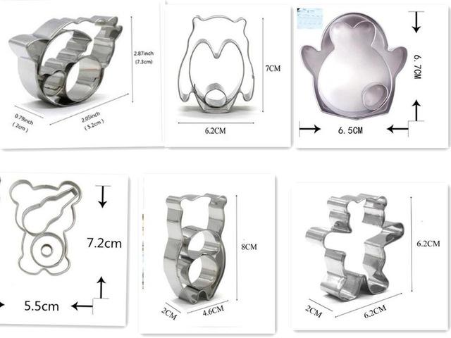 6 stuks /20 stuks koekjesvormpjes roestvrij staal beer dier cartoon vorm koekje fondant gebak decoratie bakgereedschap