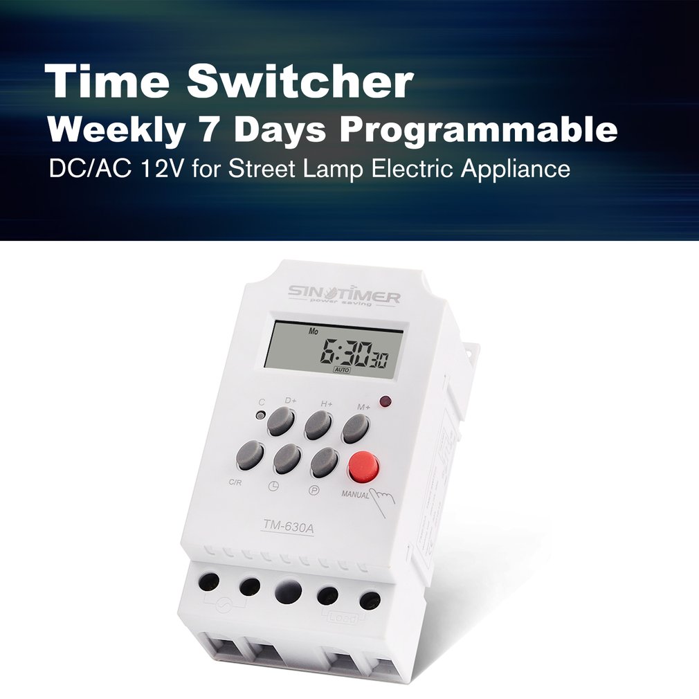 Sinotimer 12V 30A Wekelijkse 7 Dagen Programmeerbare Digitale Schakelklok Relais Timer Voor Elektrisch Apparaat Met Wekker